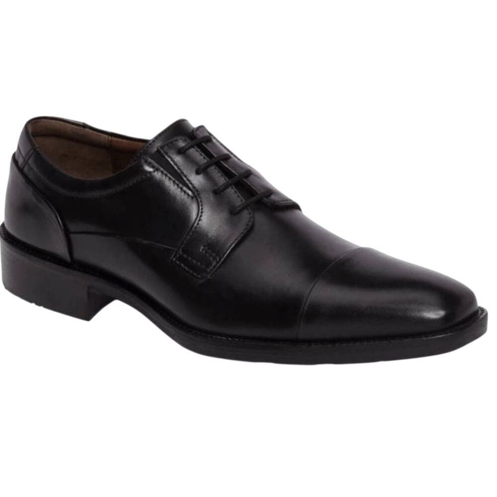 JOHNSTON & MURPHY Lancaster Black Leather Cap Toe Oxford Size 8.5M
